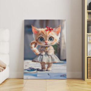 raxxa Canva: Kitten in Blue Skirt and Blouse