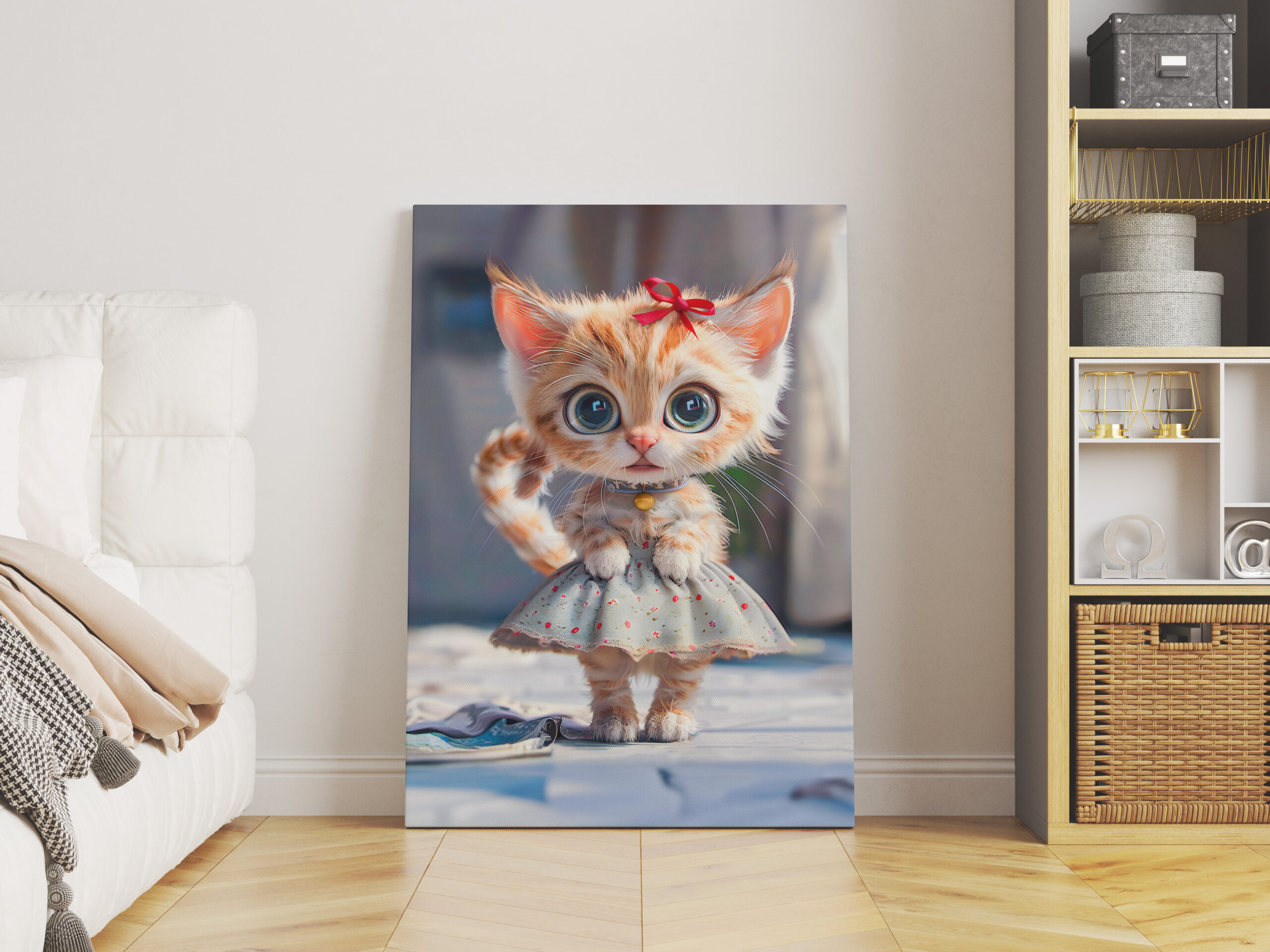 raxxa Canva: Kitten in Blue Skirt and Blouse