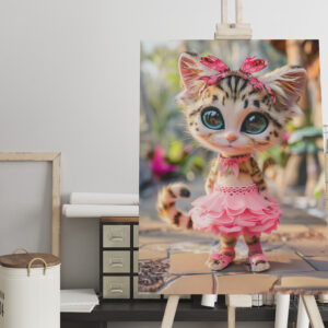 raxxa Canva: Cute Kitten in Pink Dress