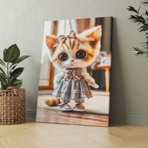 raxxa Canva: Kitten in Patterned Dress Indoors