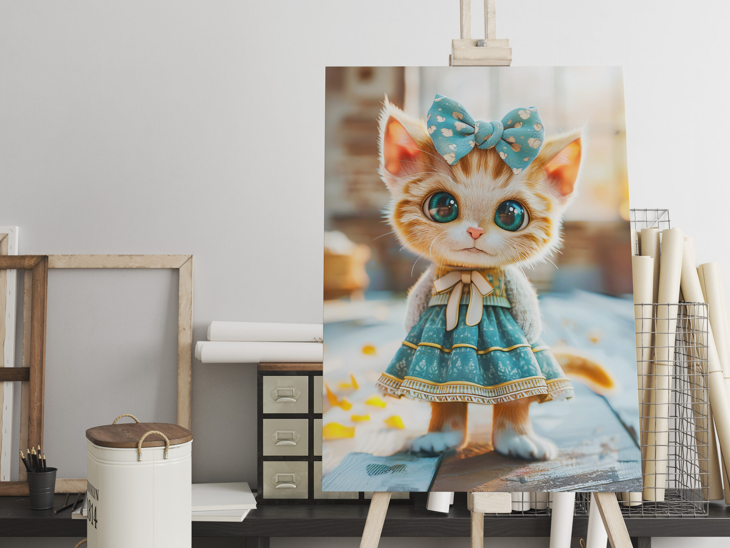 raxxa Canva: Kitten in Blue Skirt and Blouse – Bild 2