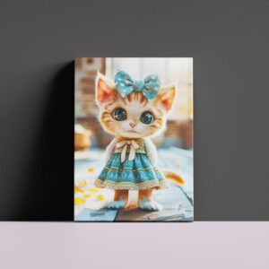 raxxa Canva: Kitten in Blue Skirt and Blouse