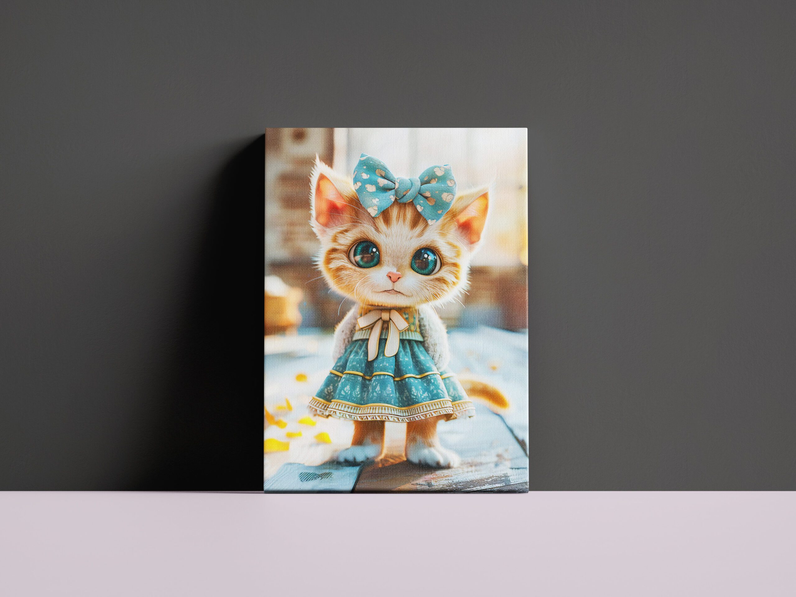 raxxa Canva: Kitten in Blue Skirt and Blouse