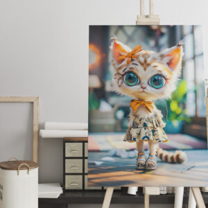 raxxa Canva: Kitten in Patterned Dress Indoors