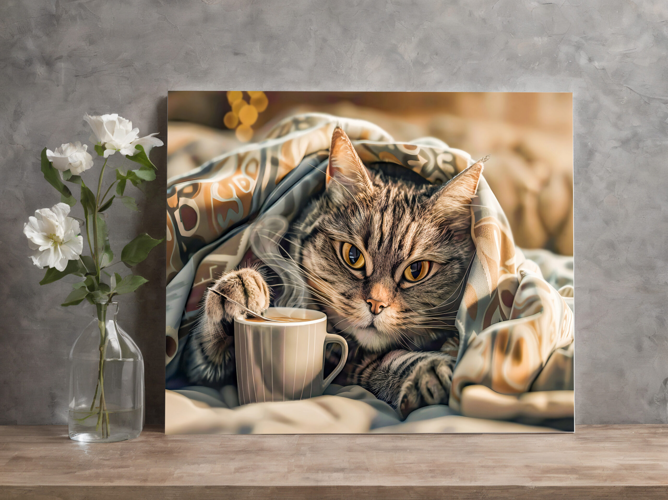 raxxa Canva: Cat with coffee and book in cozy blanket - Image 2