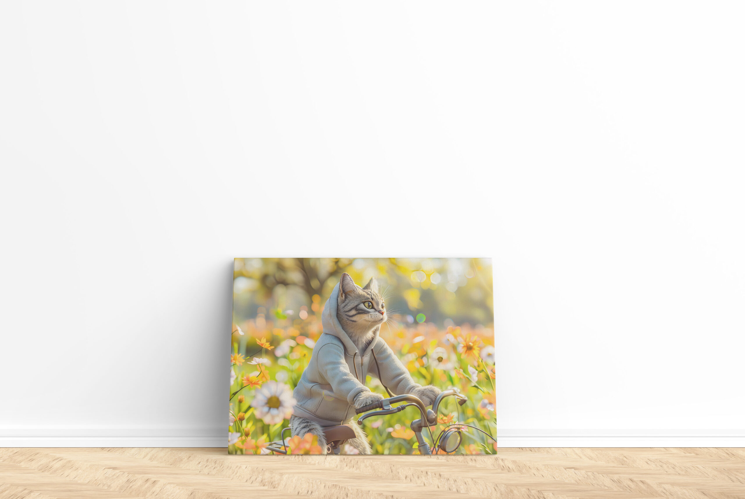 raxxa Canva: Cat in hoodie cycling across summer meadow – Bild 2