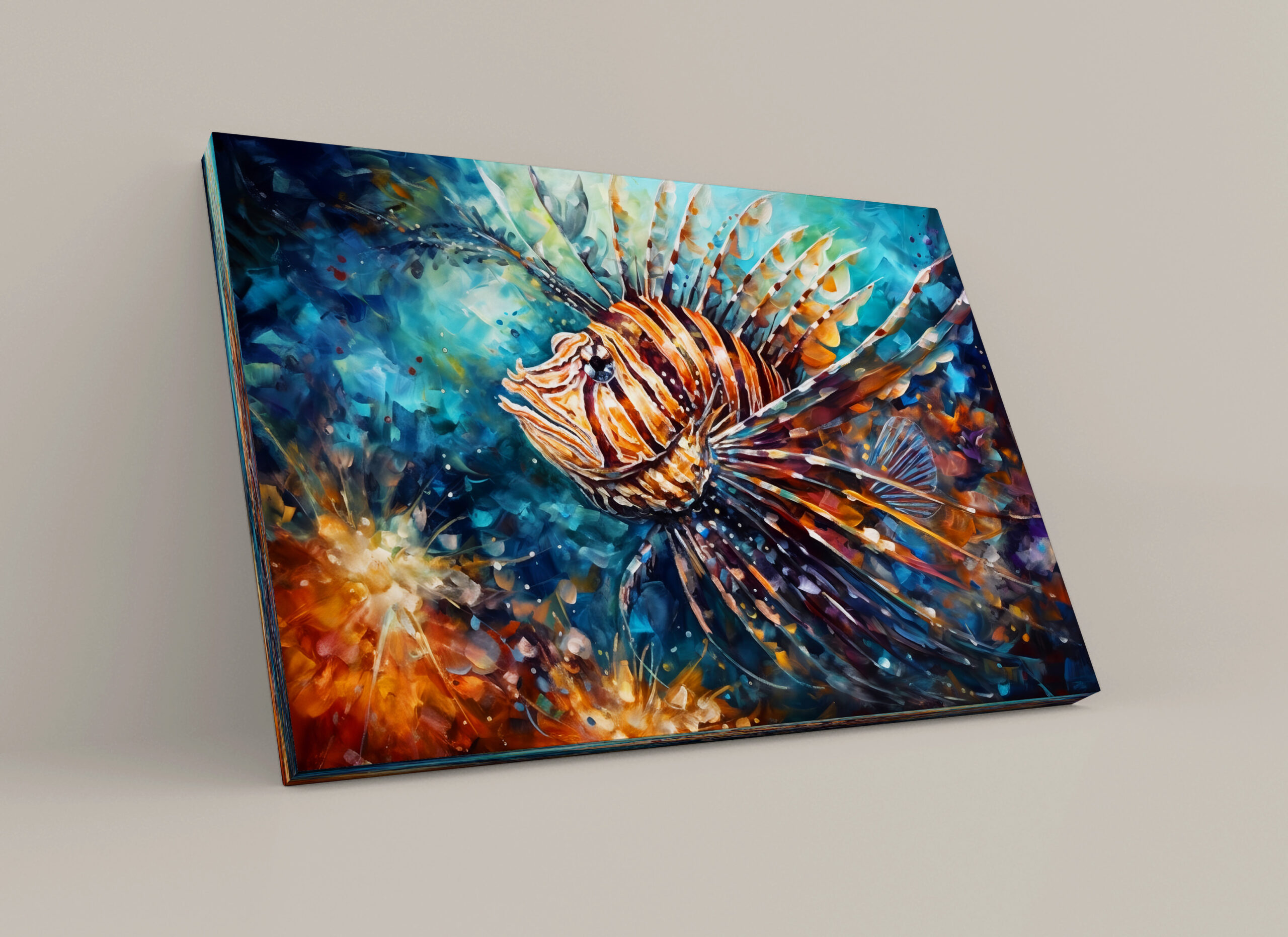 raxxa Canva: Lionfish in Expressive Ocean Oil Painting - immagine 3