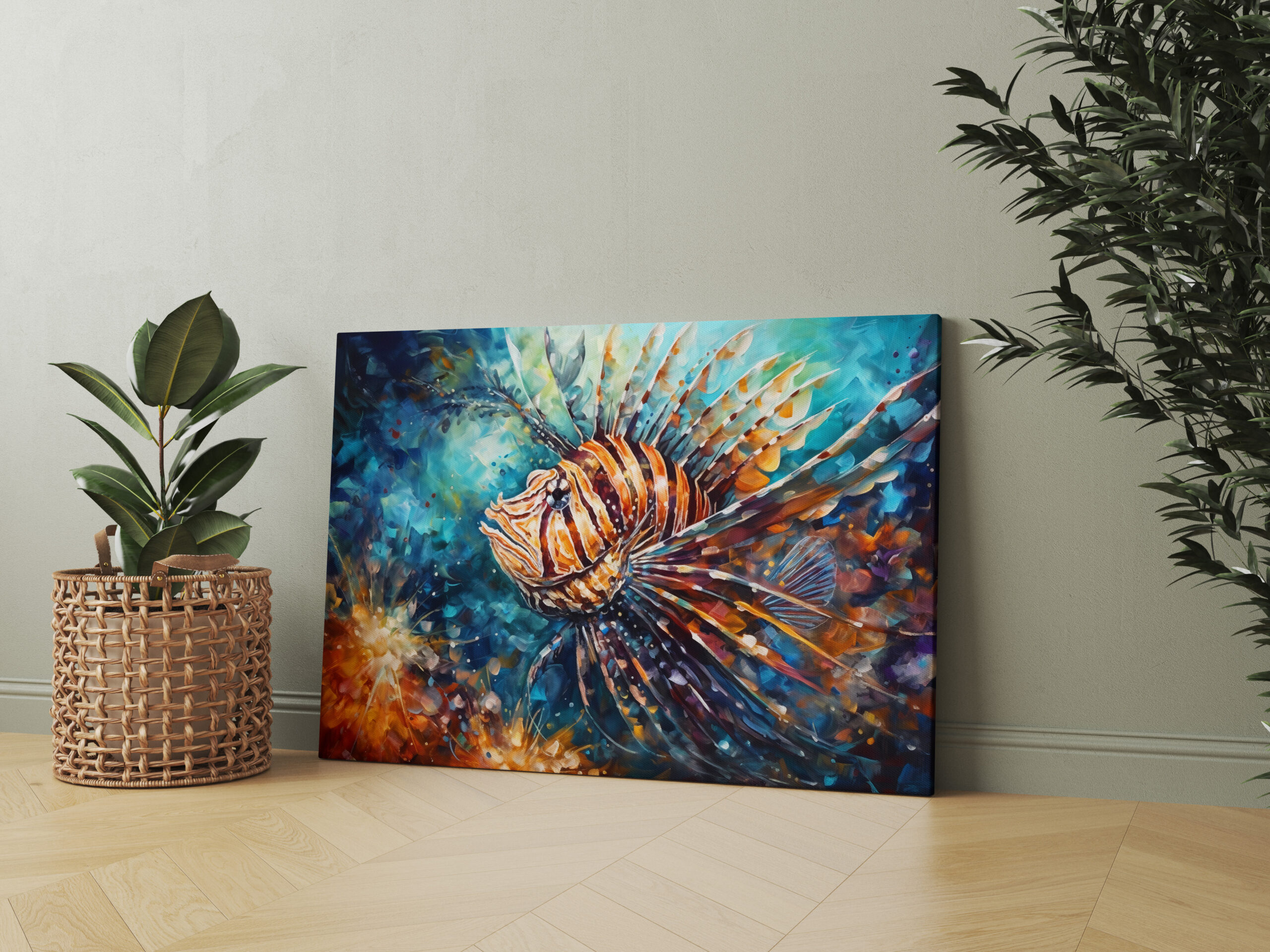 raxxa Canva: Lionfish in Expressive Ocean Oil Painting - immagine 2