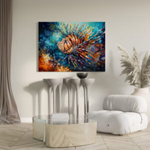 raxxa Canva: Lionfish in Expressive Ocean Oil Painting