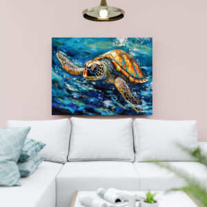 raxxa Canva: Sea Turtle in Expressive Oil Brushwork