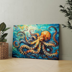 raxxa Canva: Octopus in Swirling Ocean Oil Painting