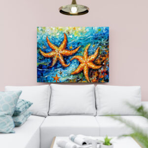 raxxa Canva: Starfish in Swirling Underwater Oil Painting