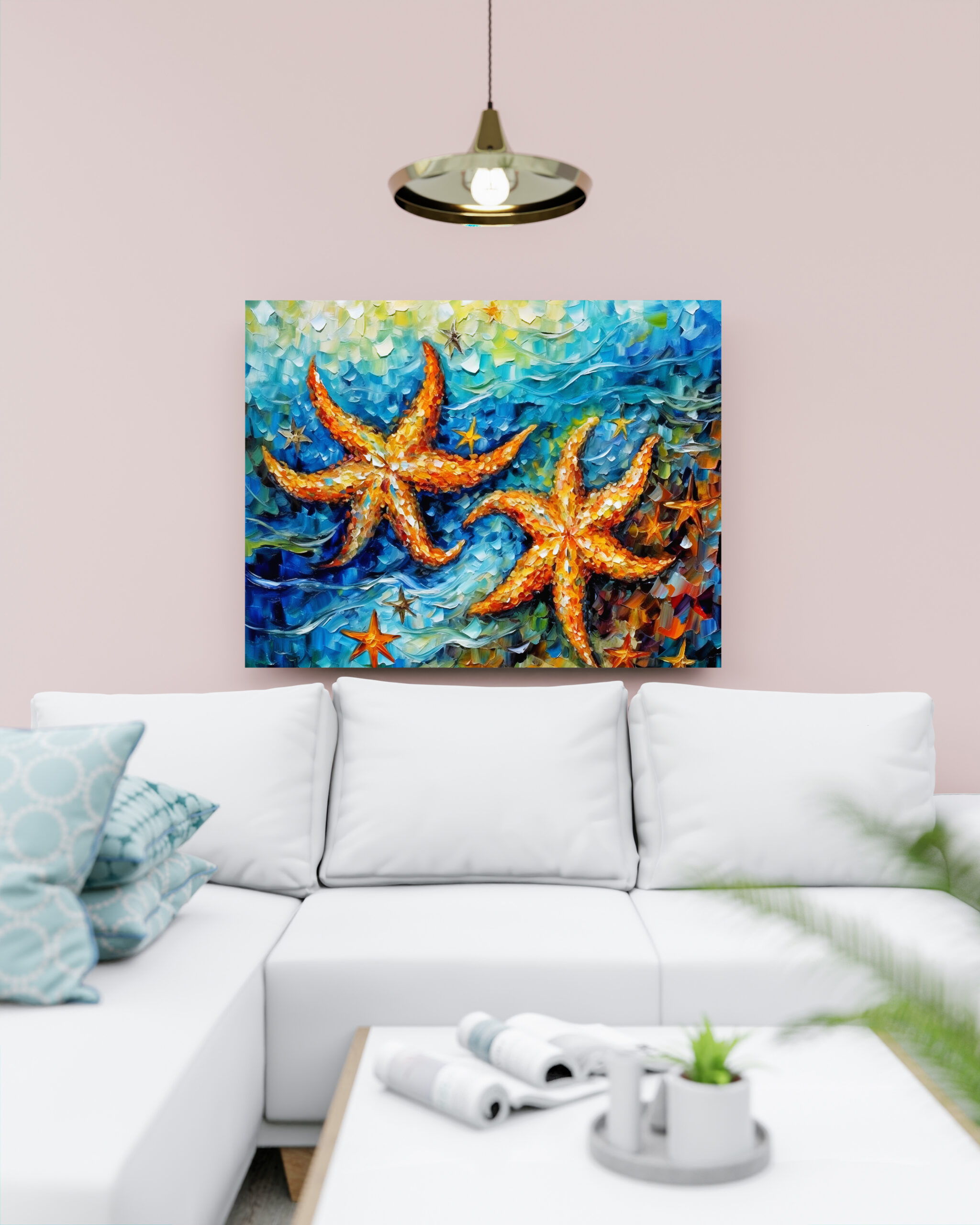 raxxa Canva: Starfish in Swirling Underwater Oil Painting