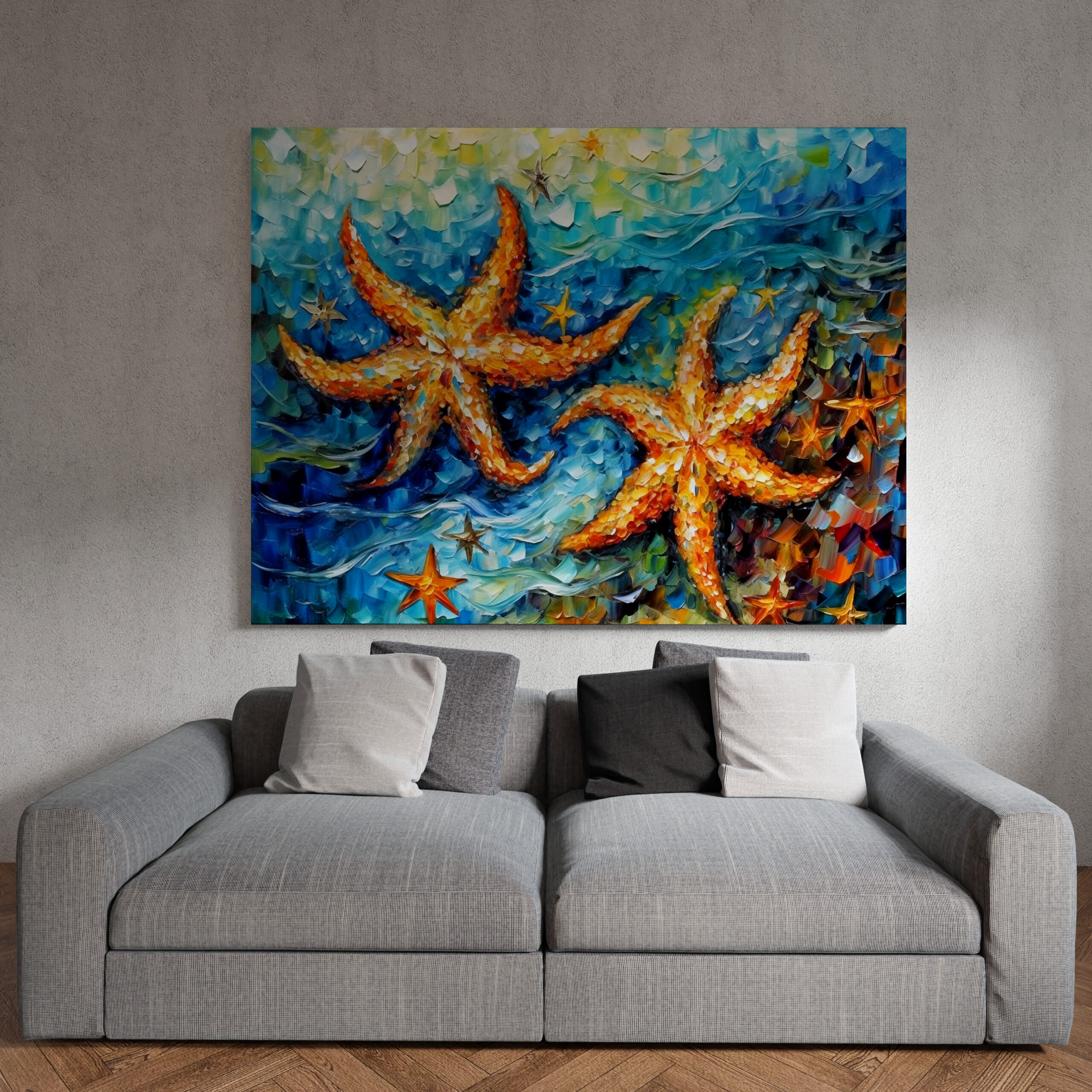 raxxa Canva: Starfish in Swirling Underwater Oil Painting – Bild 3