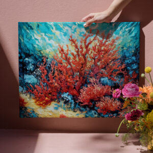 raxxa Canva: Coral Reef in Swirling Underwater Oil Painting