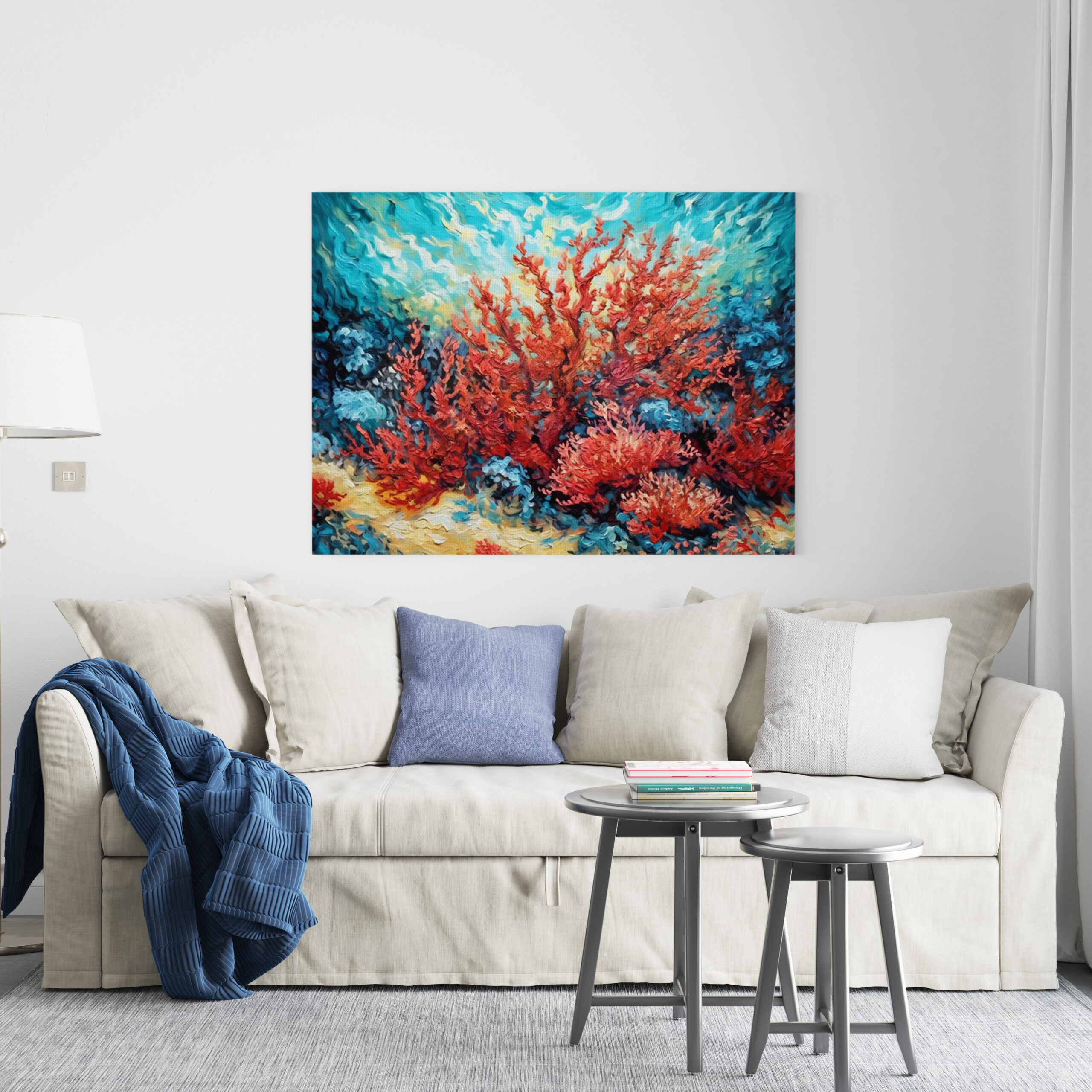 raxxa Canva: Coral Reef in Swirling Underwater Oil Painting – Image 2