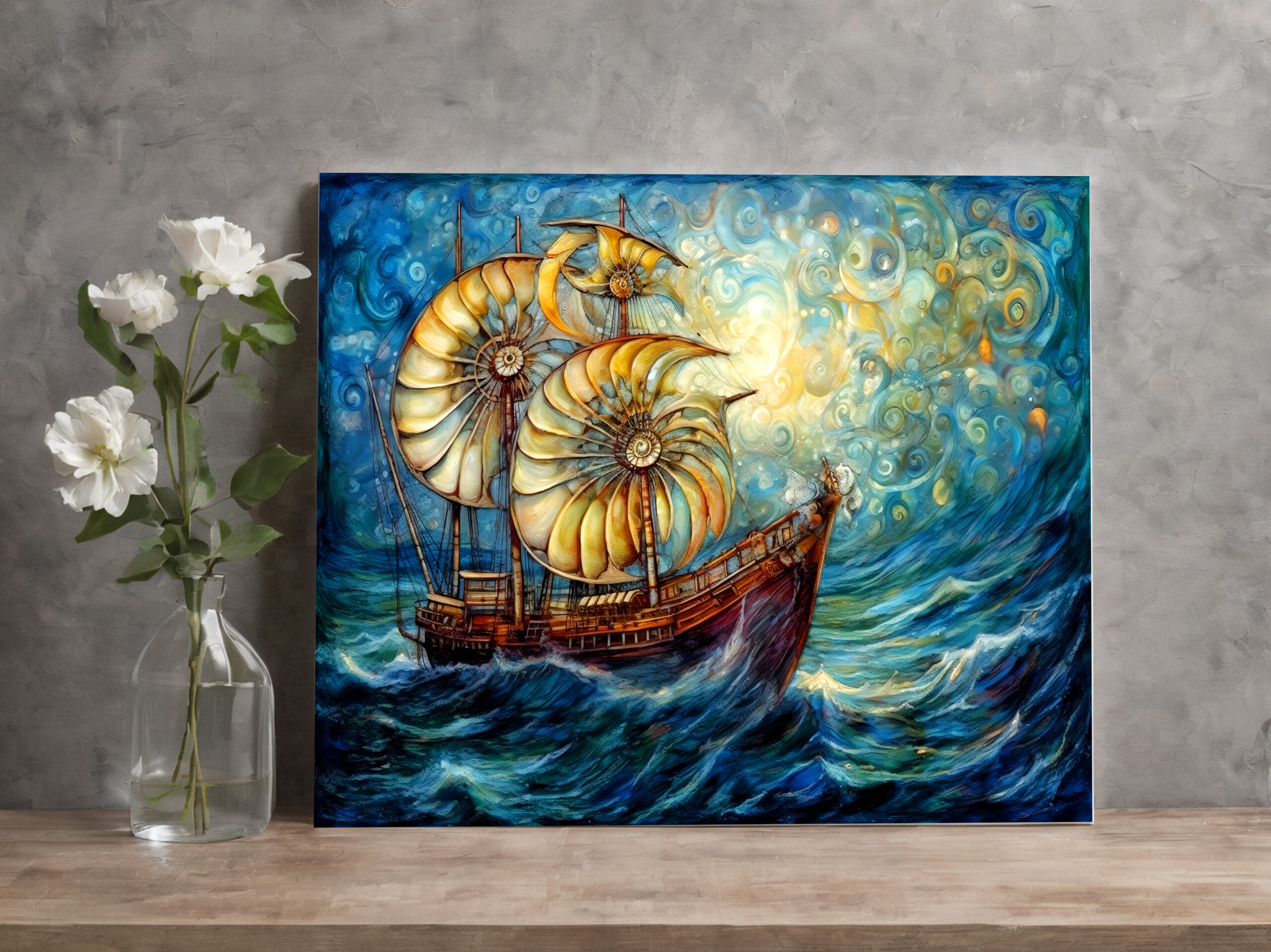 raxxa Canva: Fantastical Nautilus Ship in Swirling Ocean - immagine 3