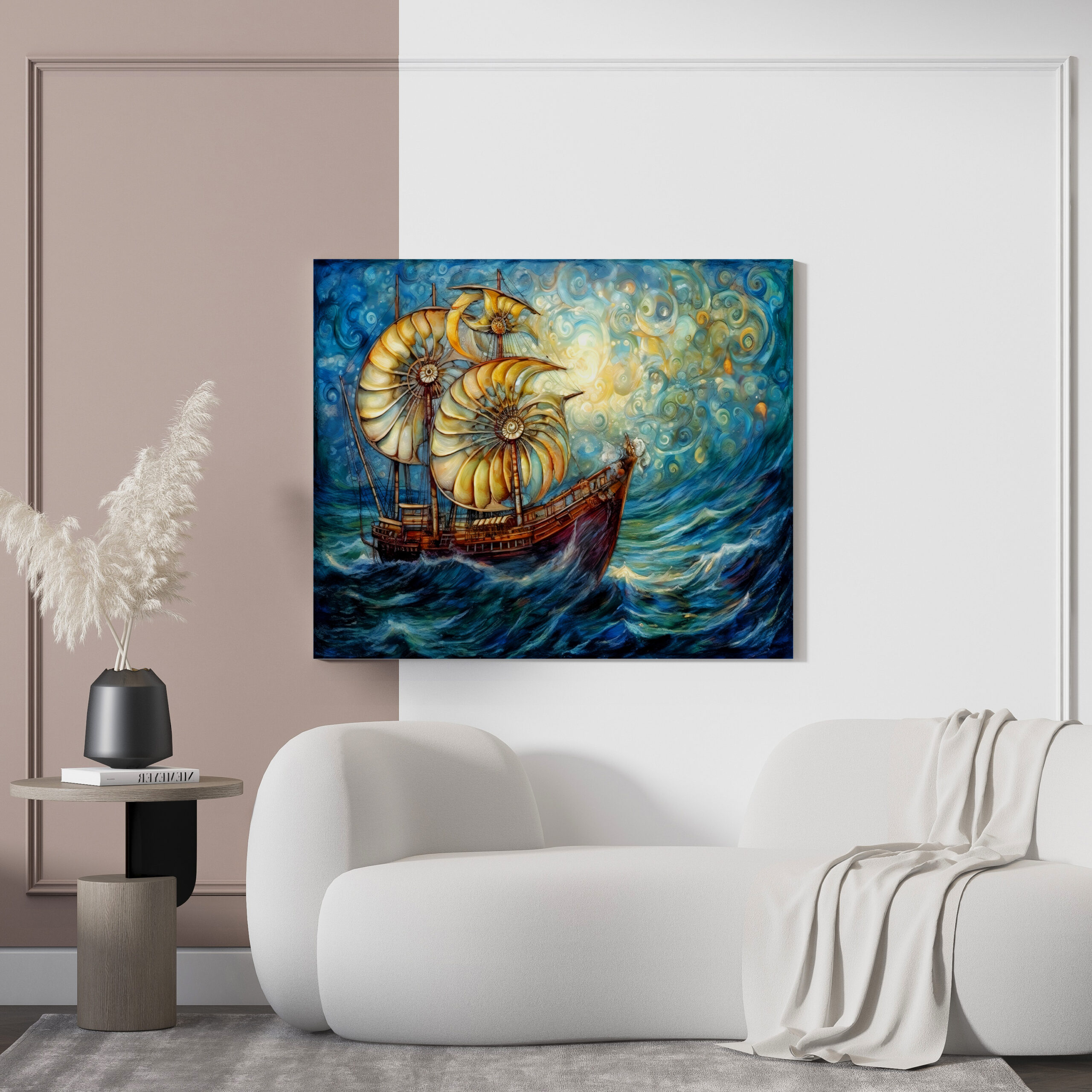 raxxa Canva: Fantastical Nautilus Ship in Swirling Ocean