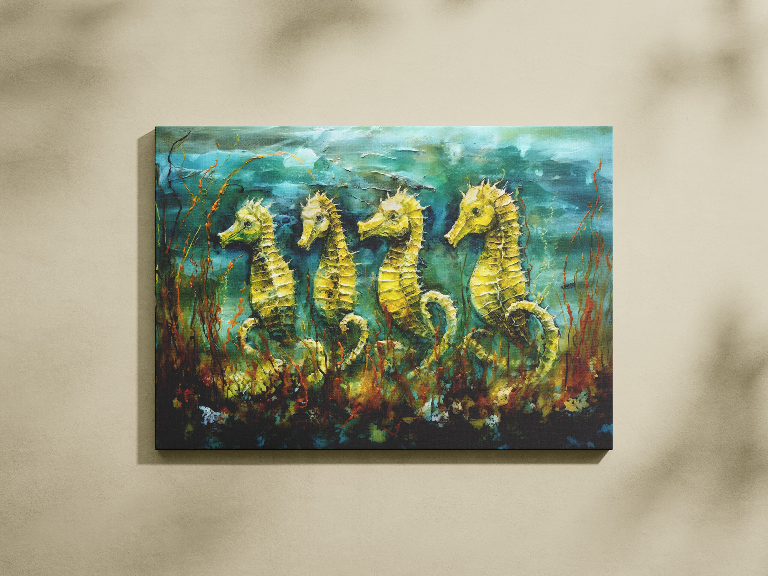 raxxa Canva: Seahorses in Expressive Ocean Oil Painting – Bild 2
