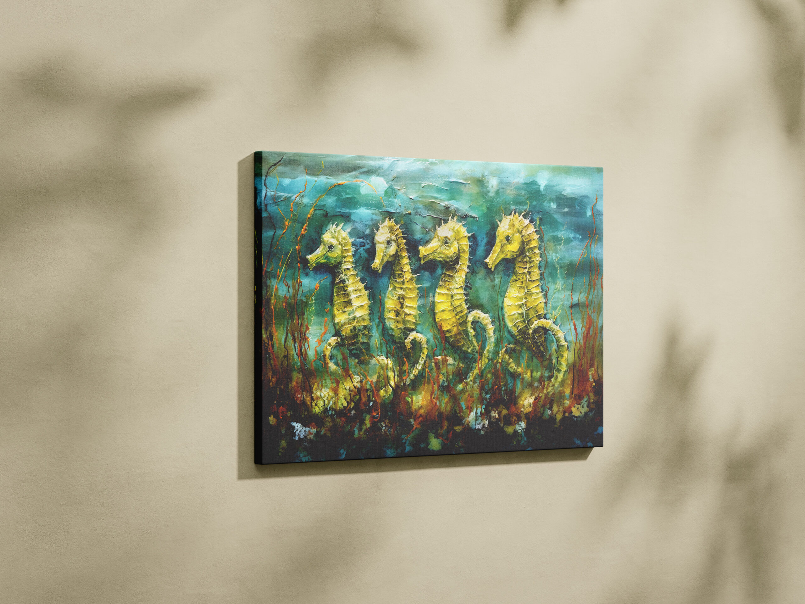 raxxa Canva: Seahorses in Expressive Ocean Oil Painting – Bild 3
