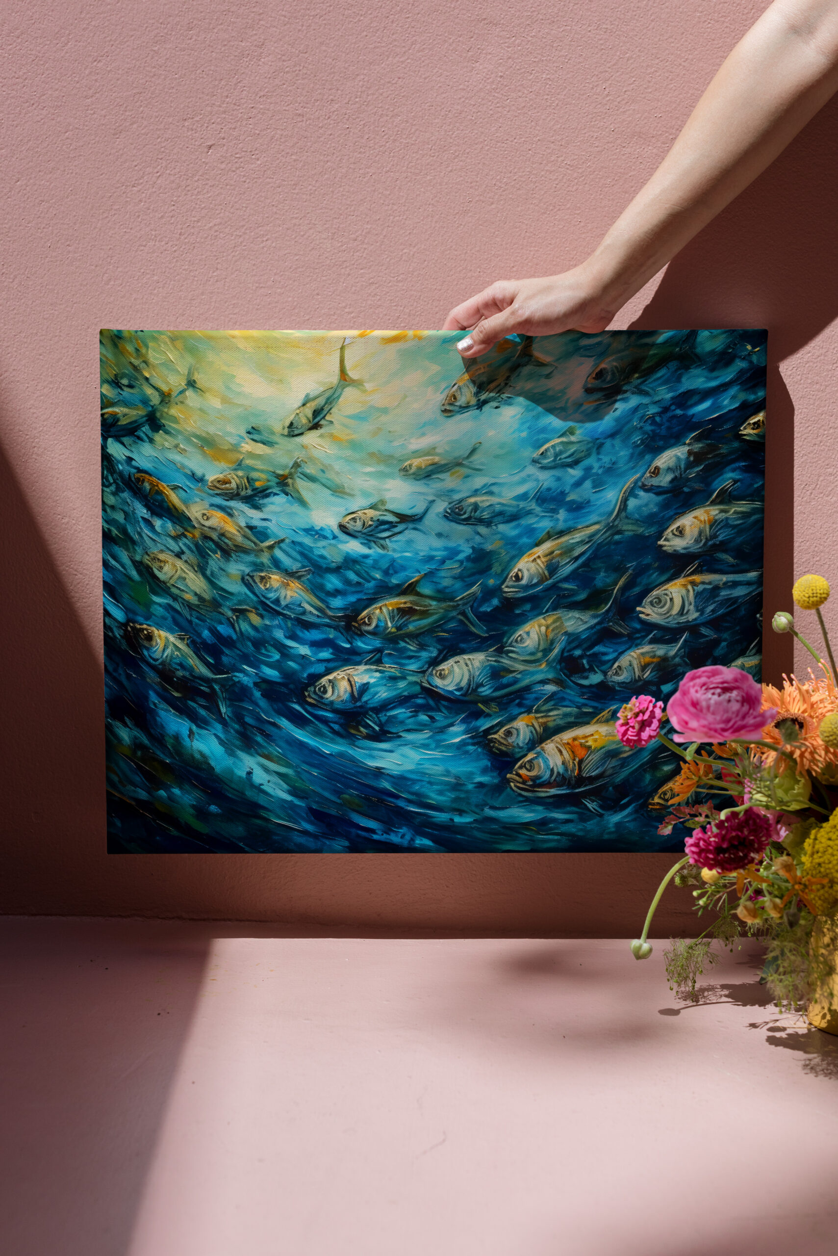 raxxa Canva: School of Fish in Expressive Ocean Painting – Image 3