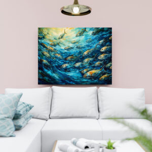 raxxa Canva: School of Fish in Expressive Ocean Painting