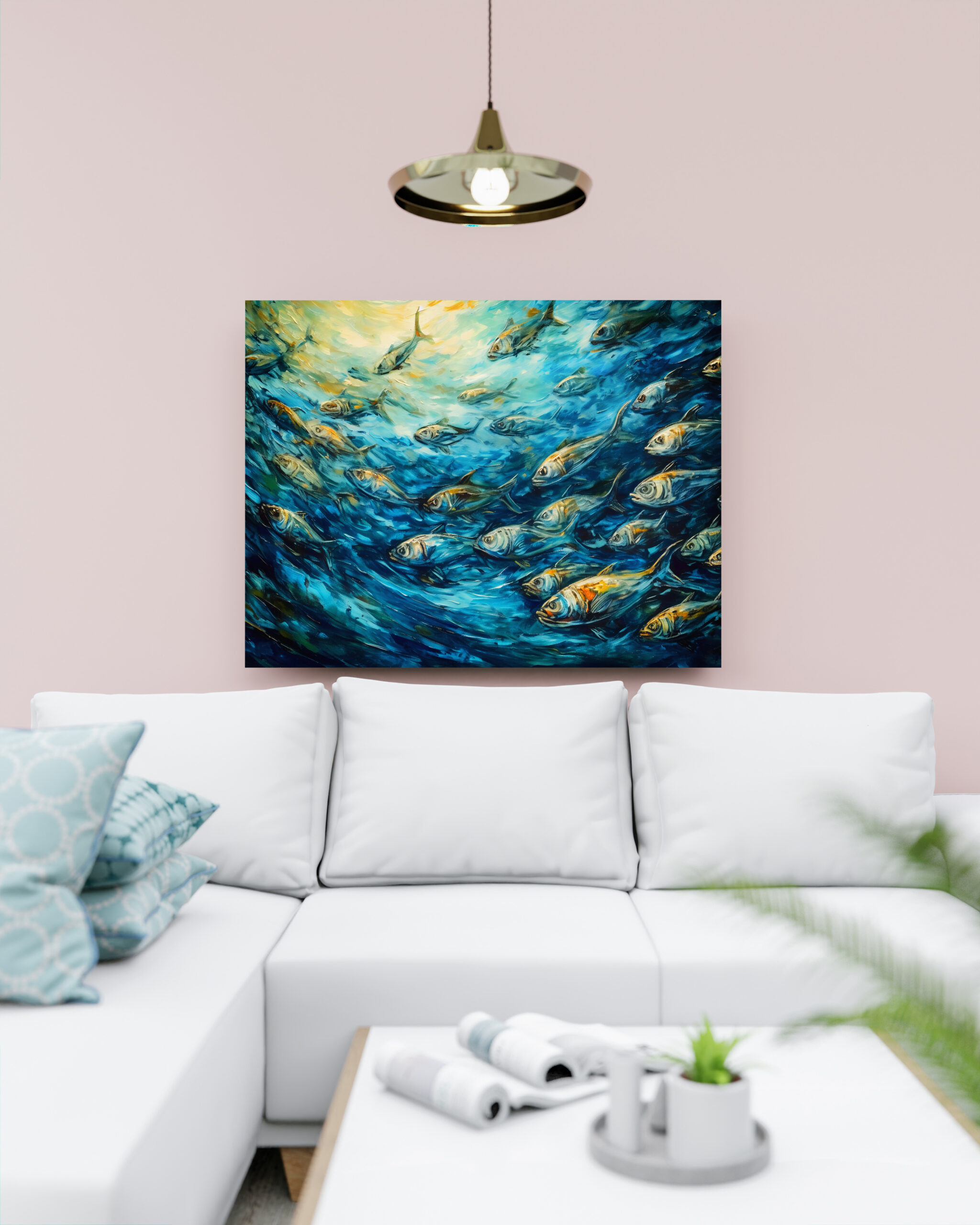 raxxa Canva: School of Fish in Expressive Ocean Painting
