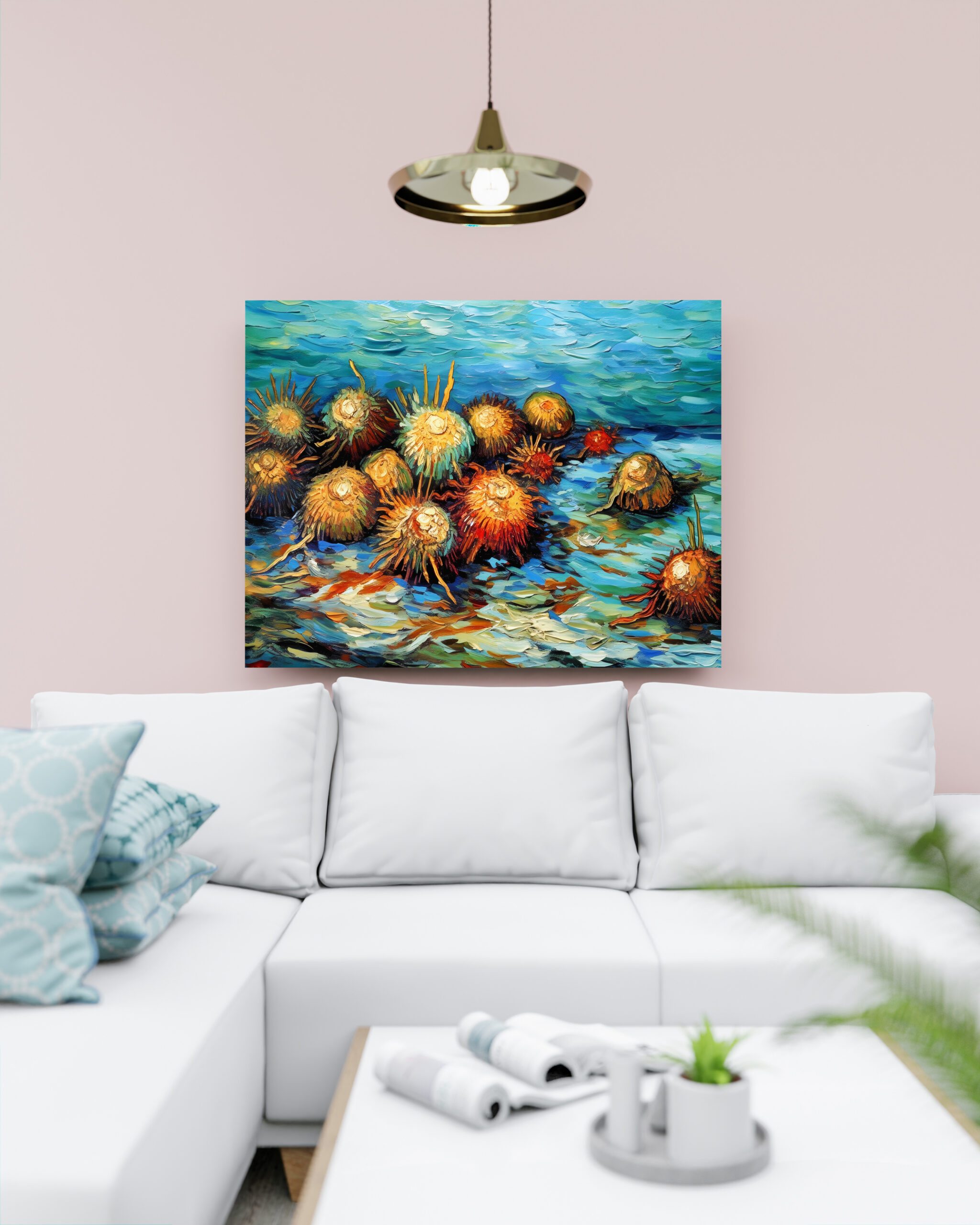 raxxa Canva: Sea Urchins in Expressive Ocean Oil Painting – Bild 2