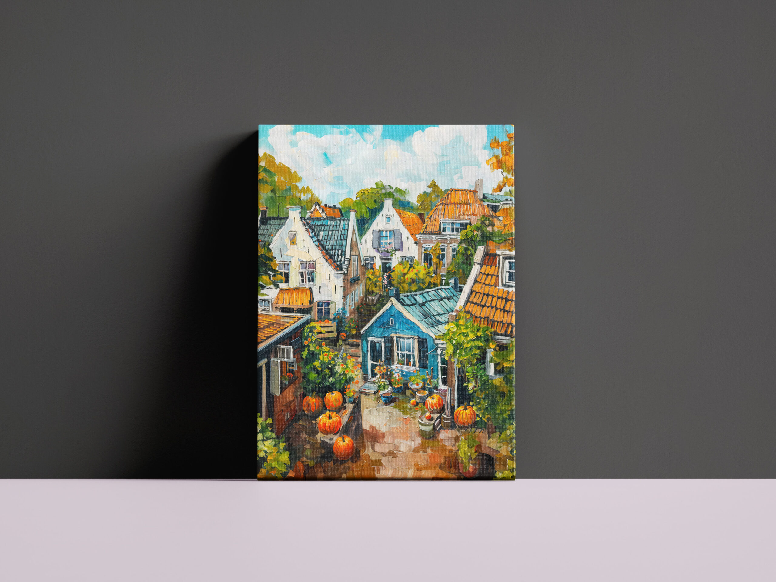 raxxa Canva: Autumn Village with Pumpkins and Cottages Painting – Bild 2