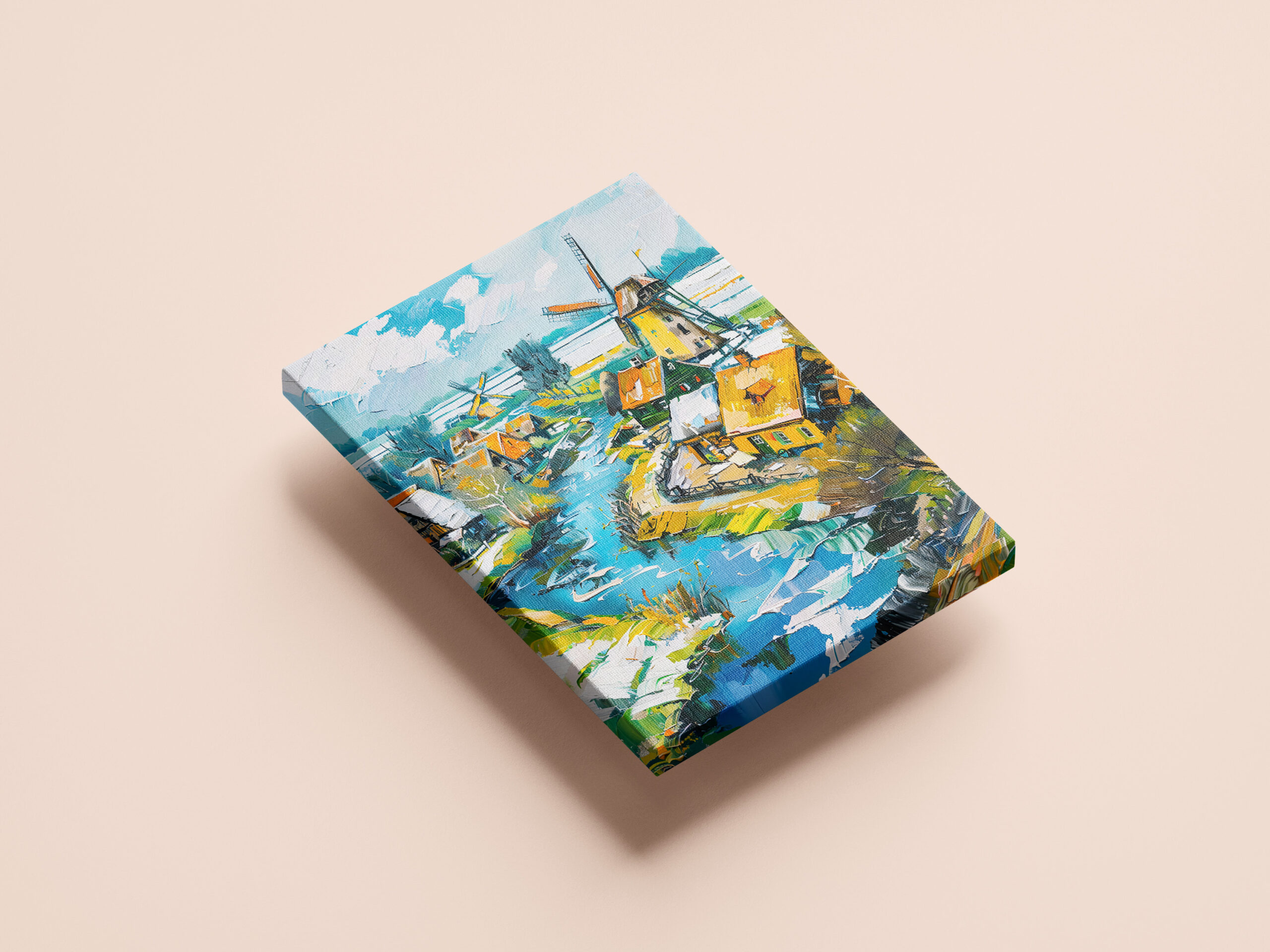 raxxa Canva: Dutch Countryside with Windmills and Water Channels Fantasy Painting – Bild 2