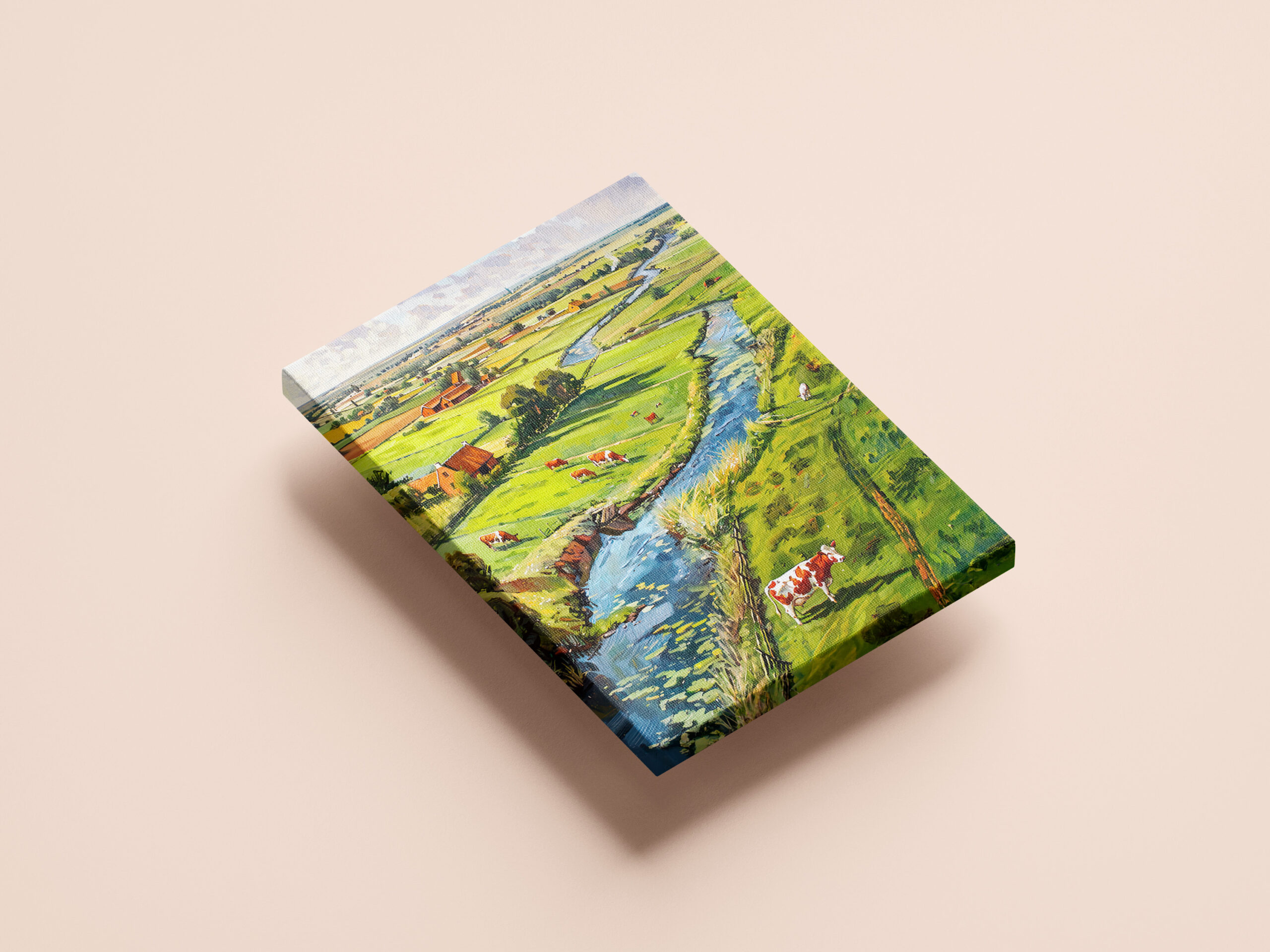 raxxa Canva: Countryside with Cows and Stream Fantasy Painting - immagine 2