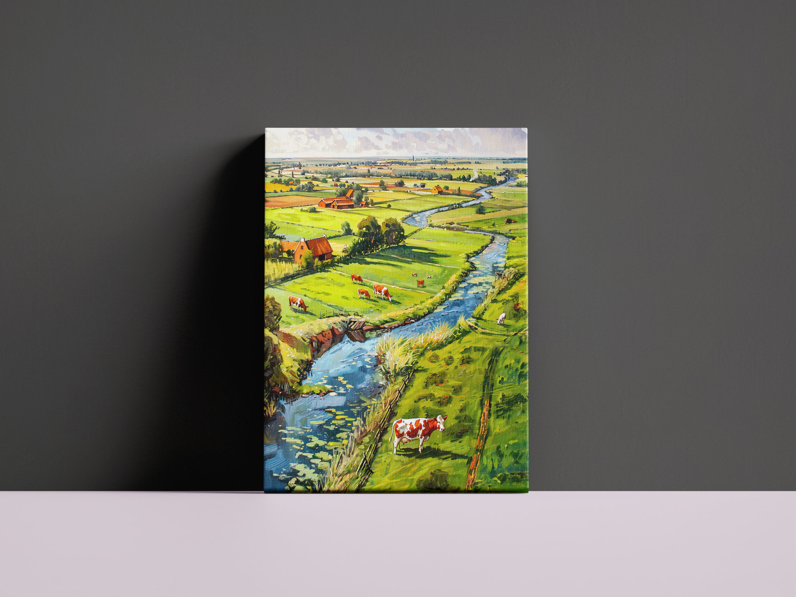 raxxa Canva: Countryside with Cows and Stream Fantasy Painting - immagine 3