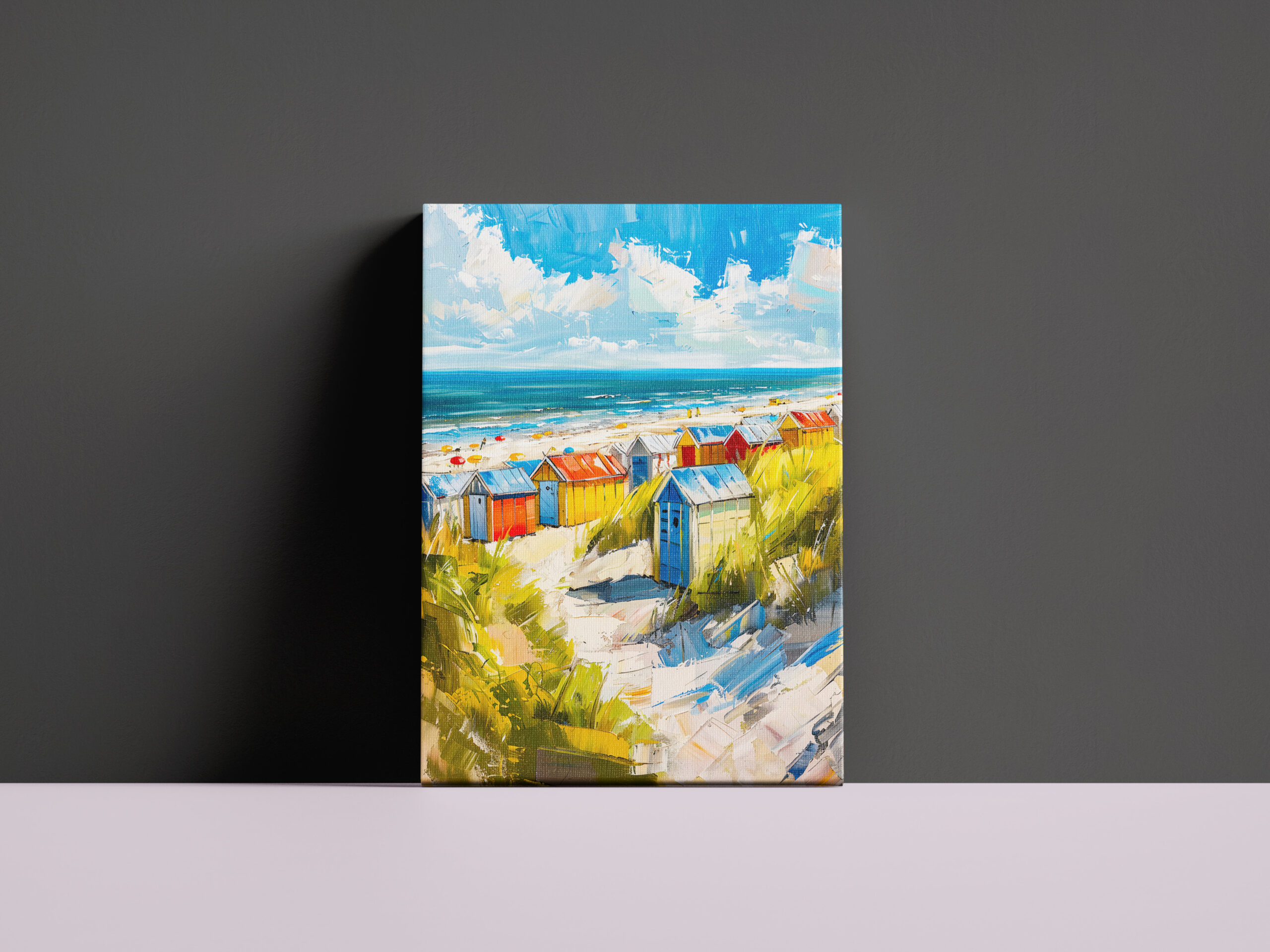 raxxa Canva: Beach Huts by the Sea in Holland Painting