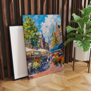 raxxa Canva: Flower Market with Historic Buildings Fantasy Painting
