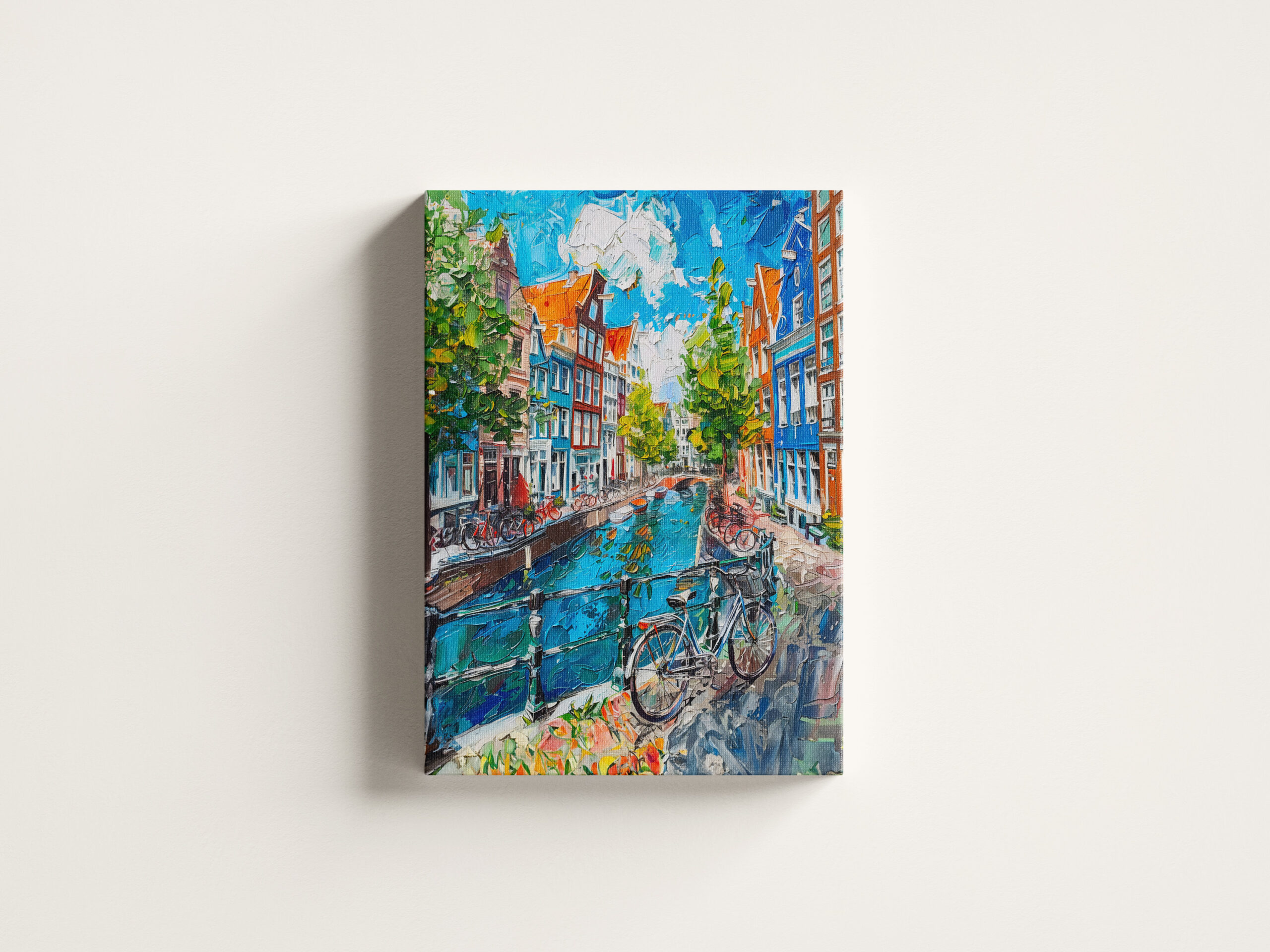 raxxa Canva: Canal with Bicycles and Colorful Houses Painting – Bild 3