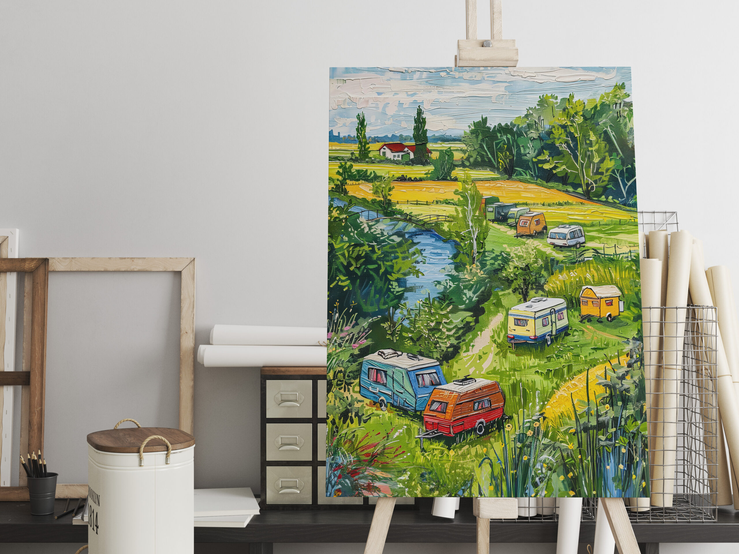 raxxa Canva: Camper Vans by Tulip Fields Fantasy Painting – Image 2