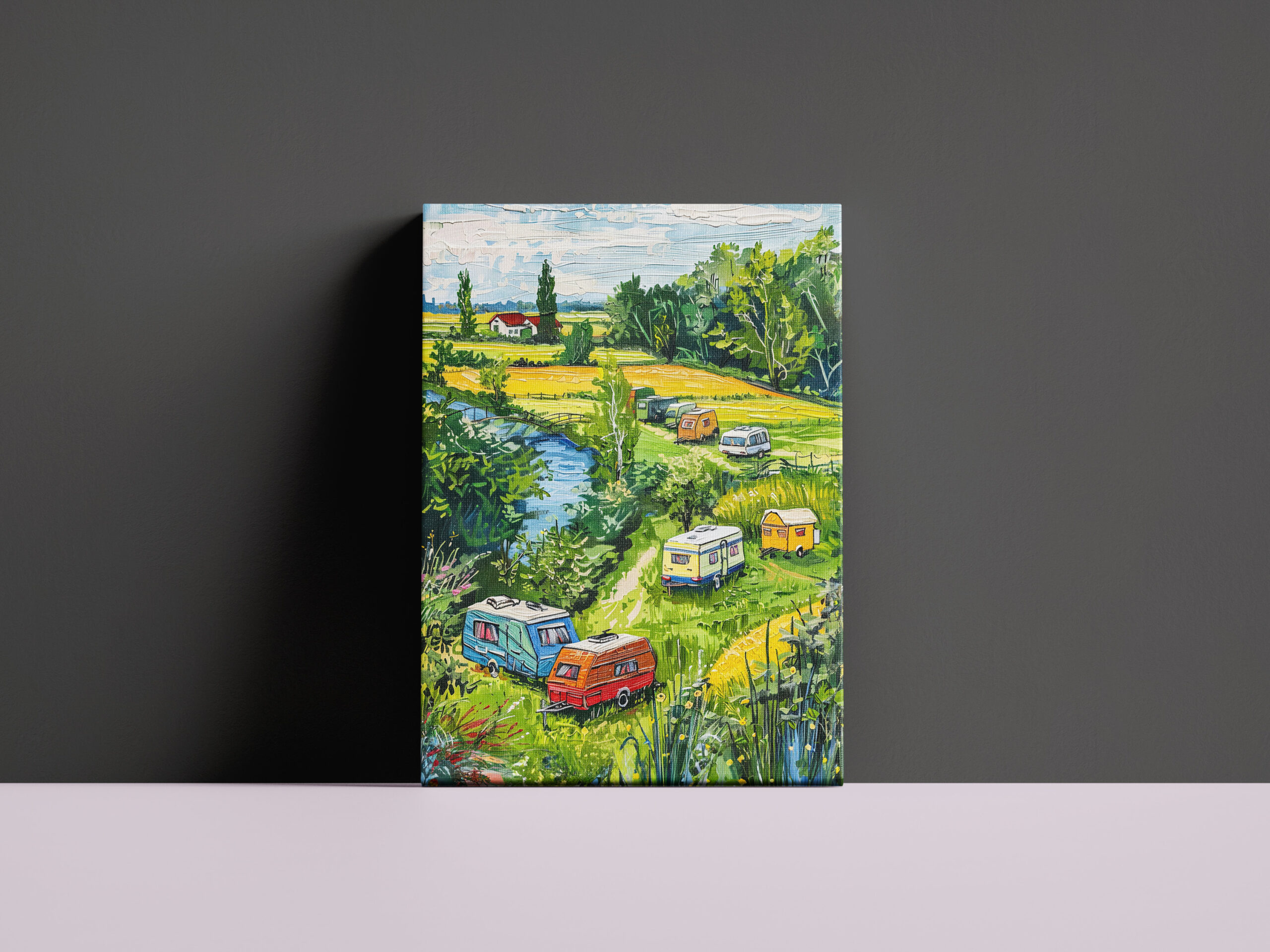 raxxa Canva: Camper Vans by Tulip Fields Fantasy Painting