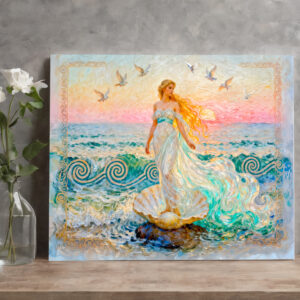 raxxa Canva: Aphrodite Rising from Seashell at the Ocean Shore