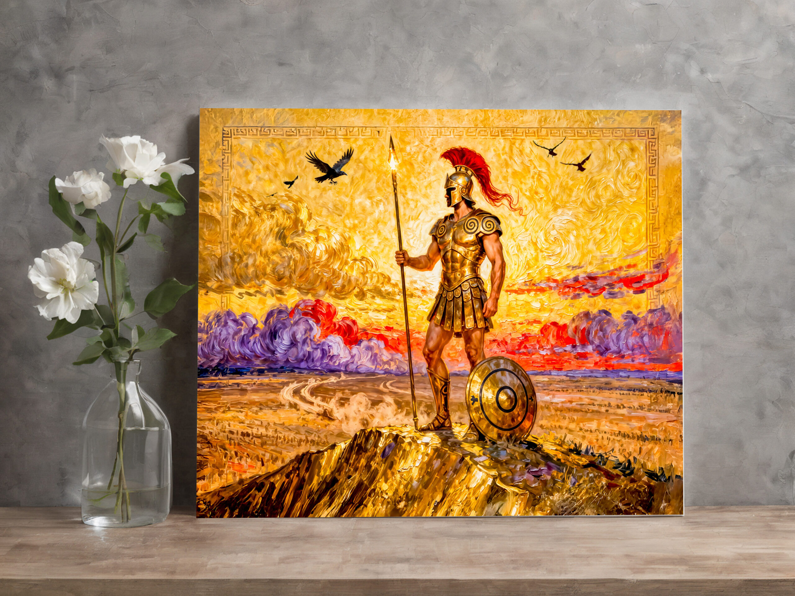 raxxa Canva: Ares in Armor Standing on Mountain with Spear – Image 3