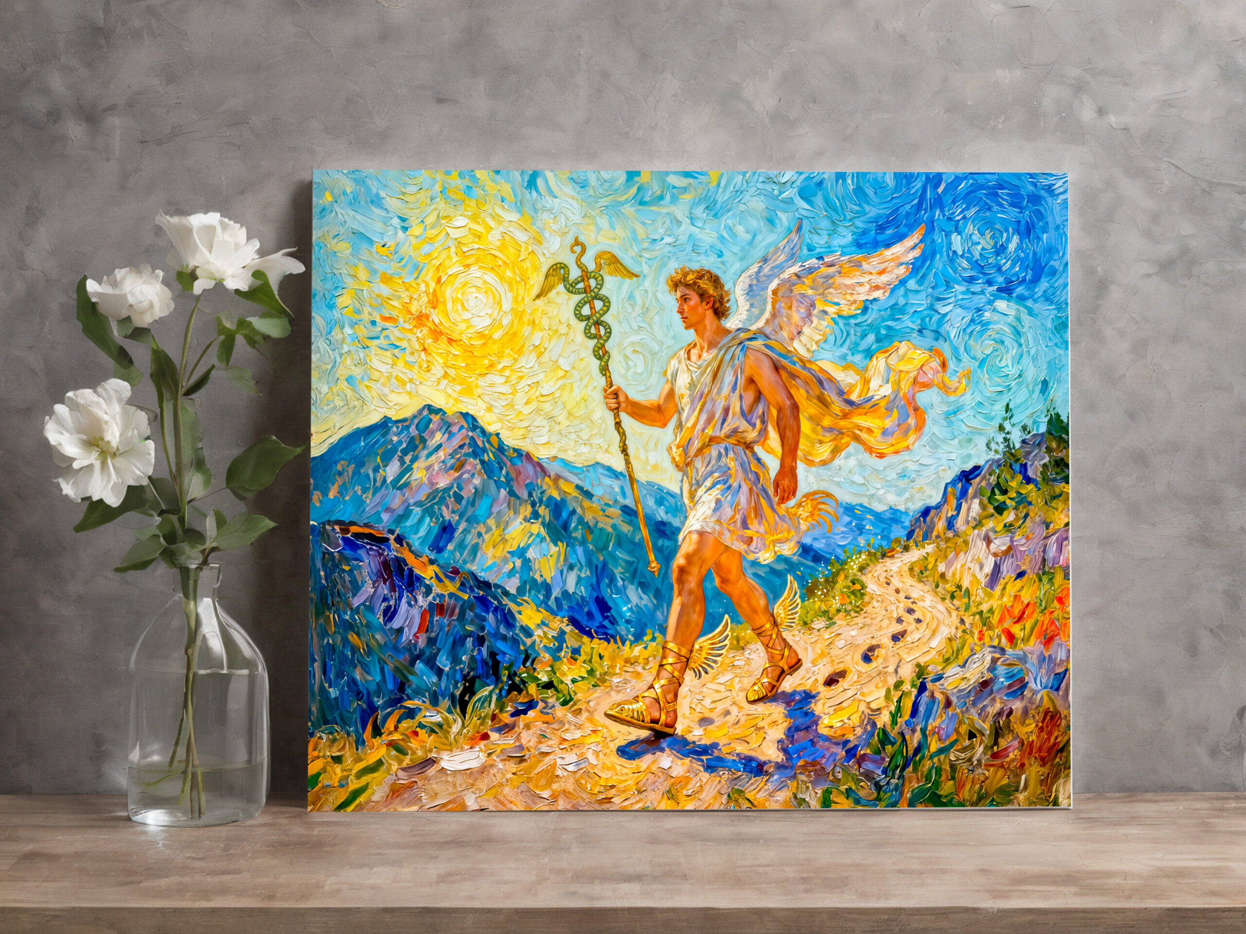 raxxa Canva: Hermes with Winged Staff and Sandals Walking a Sacred Path – Image 3