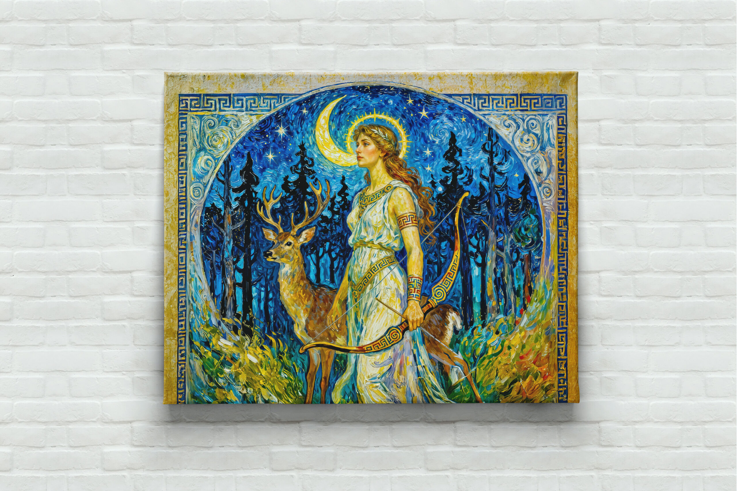 raxxa Canva: Artemis with Deer and Bow in a Starry Forest Night - immagine 2