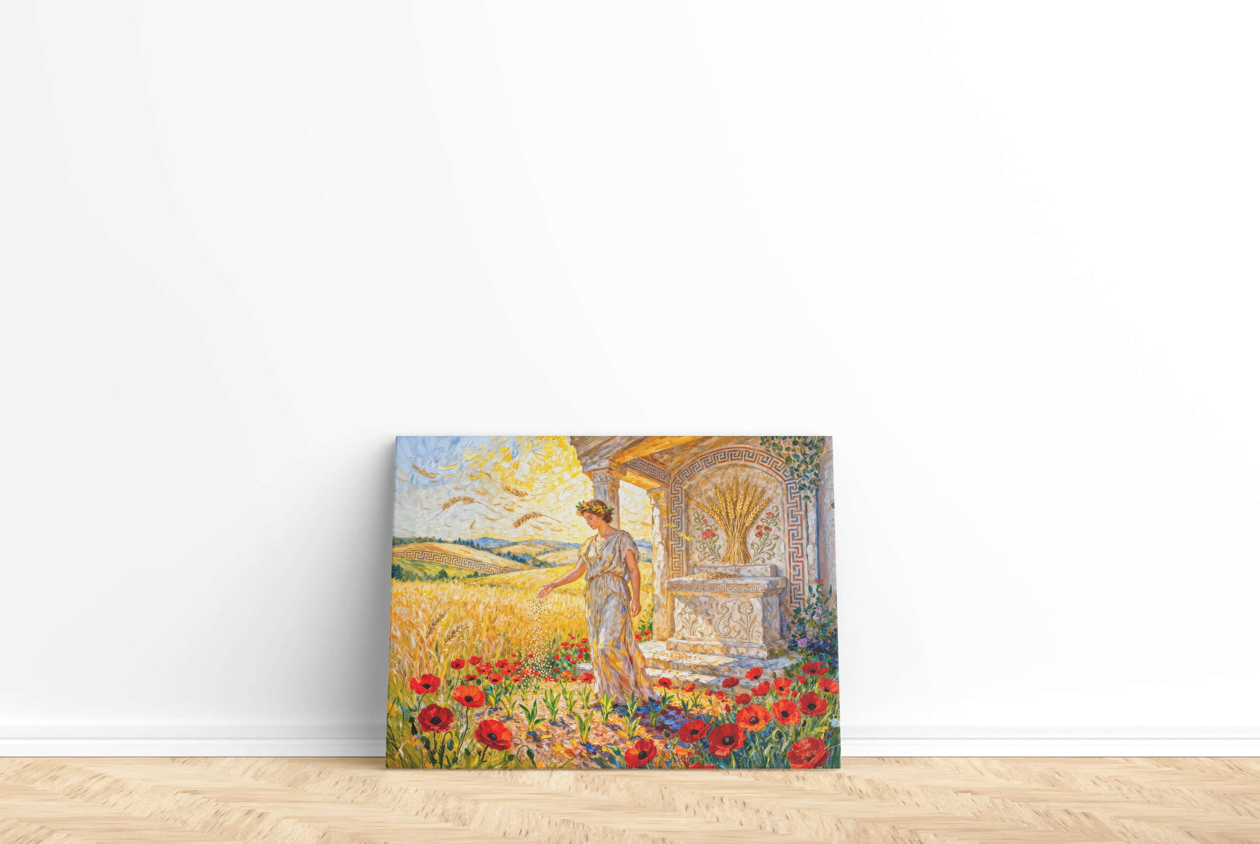 raxxa Canva: Demeter Sowing Grain by Field Altar Among Poppies and Ripe Wheat – Bild 2