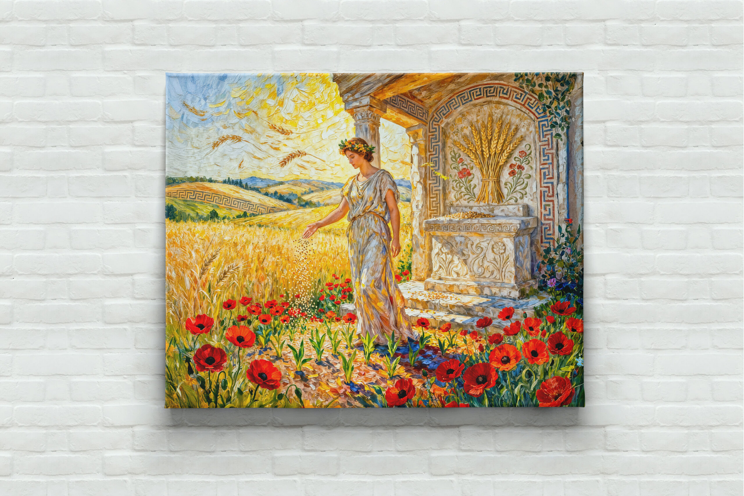 raxxa Canva: Demeter Sowing Grain by Field Altar Among Poppies and Ripe Wheat – Bild 3