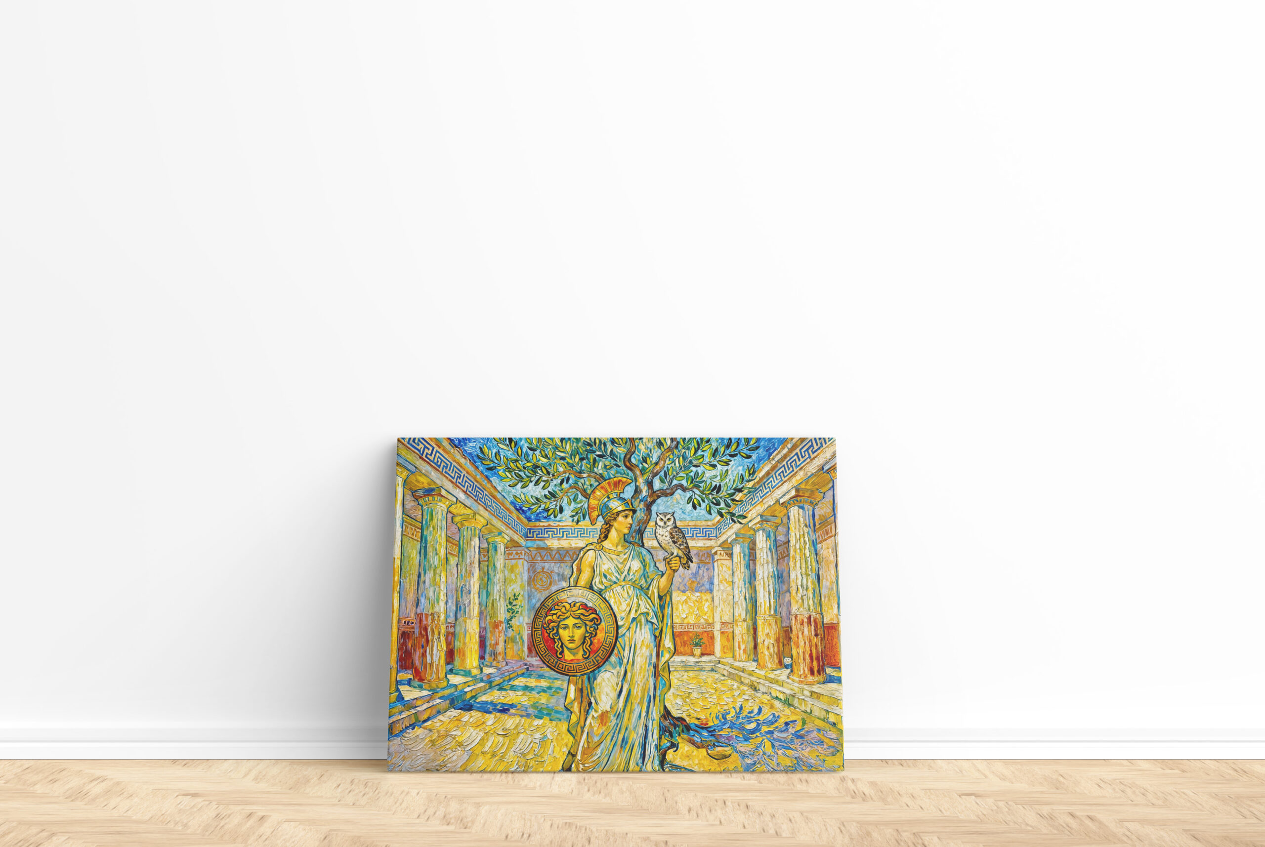 raxxa Canva: Athena with Owl and Shield by Olive Tree in Temple Courtyard – Bild 2