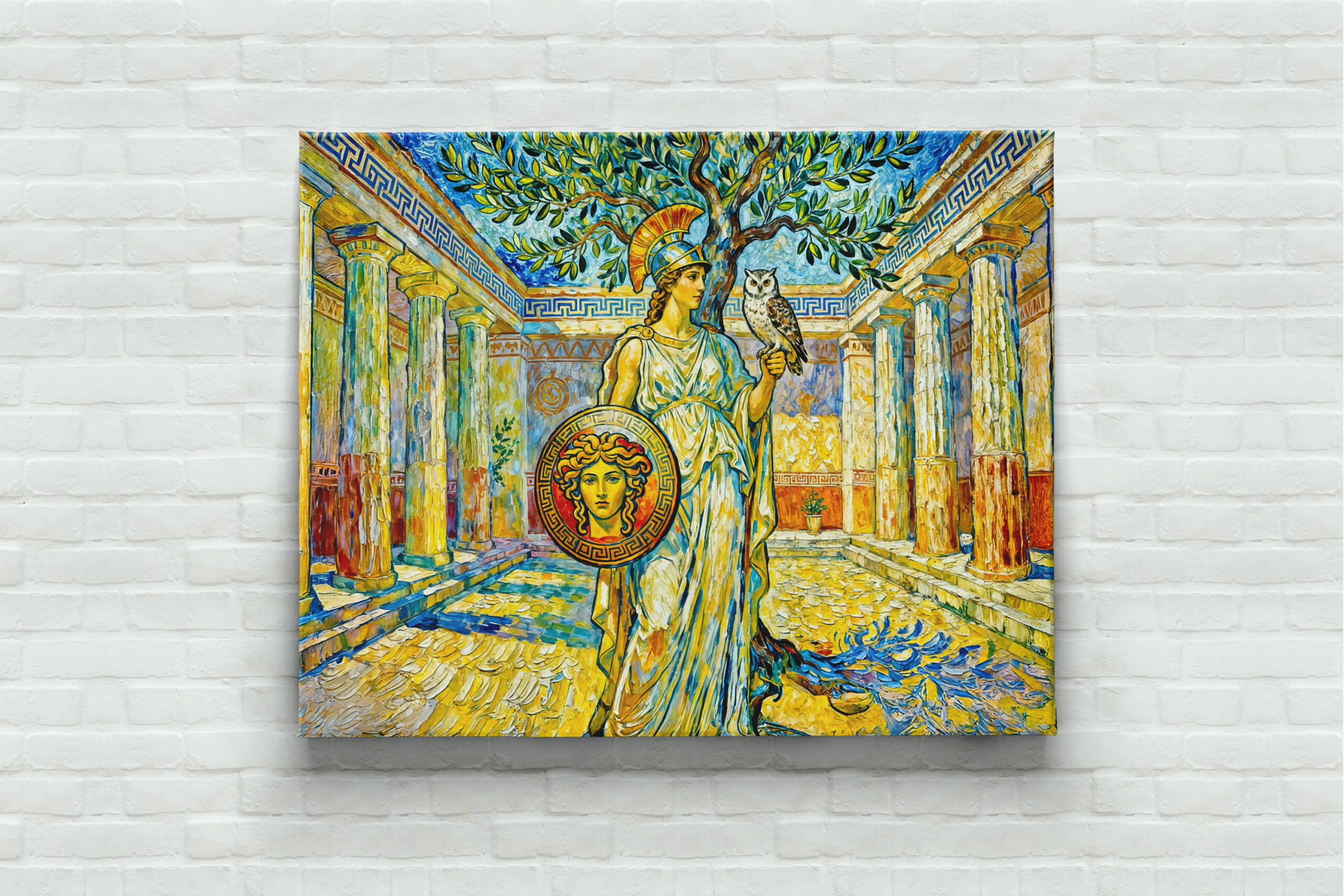 raxxa Canva: Athena with Owl and Shield by Olive Tree in Temple Courtyard – Bild 3