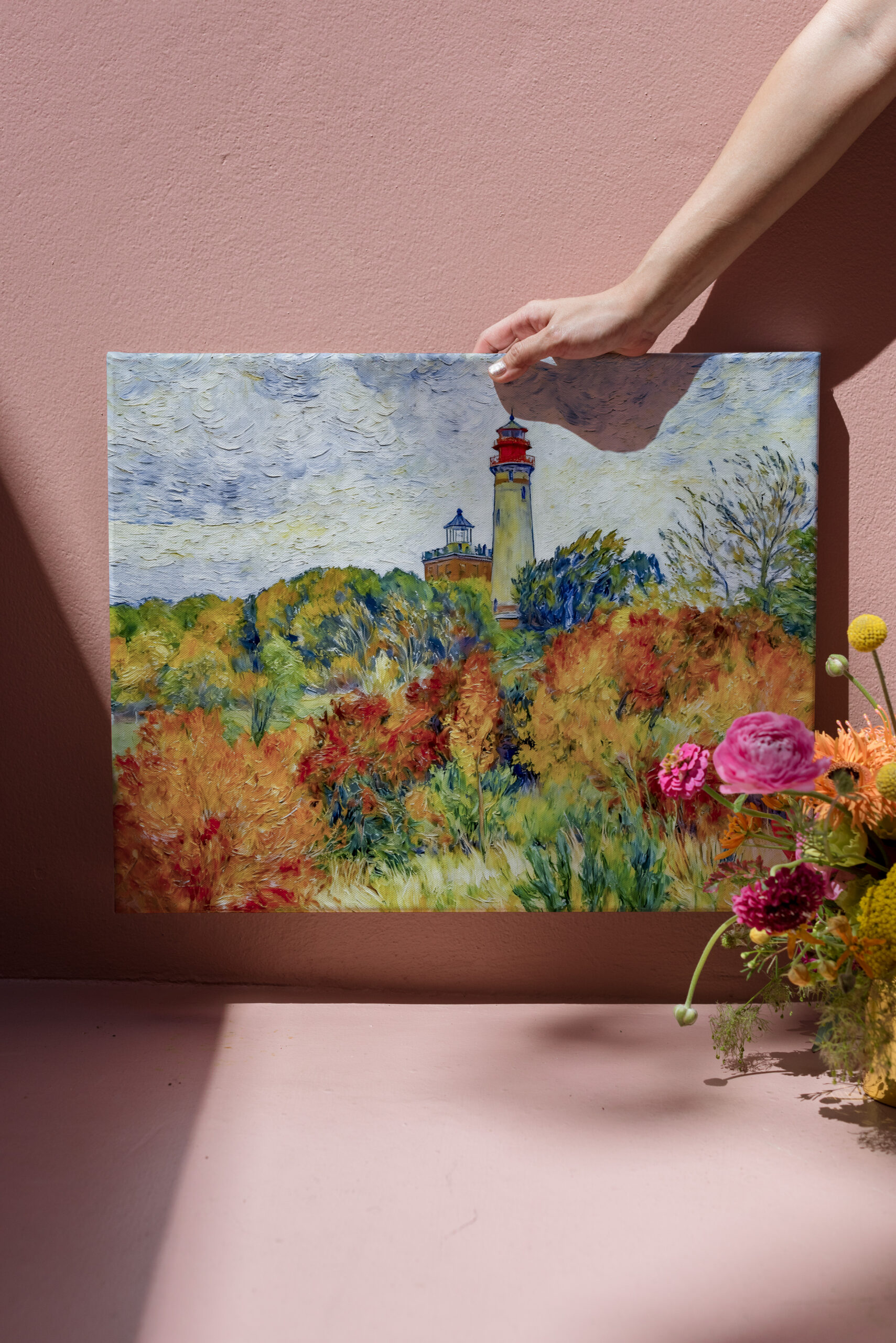 raxxa Canva: Impressionist Autumn Scene at Kap Arkona Lighthouse on Ruegen Island