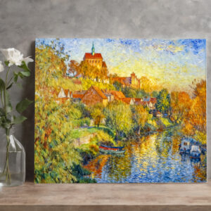 raxxa Canva: Impressionist Autumn View of Havelberg Cathedral with Riverside Town