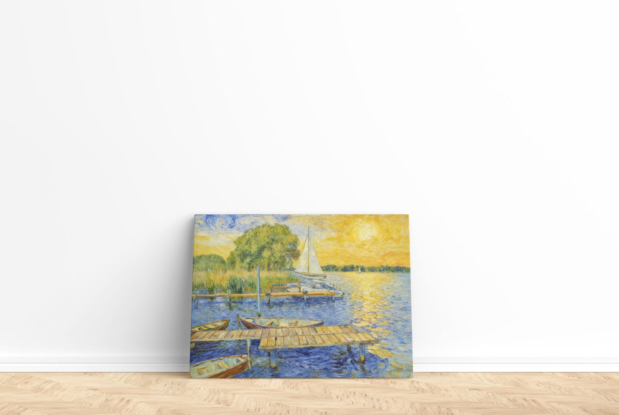 raxxa Canva: Impressionist Lakeside Pier on the Wannsee with Boats and Reflections – Image 2