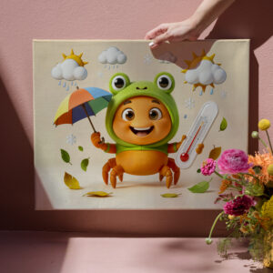 raxxa Canva: Weather Crab Measuring Climate With Rainbow Umbrella