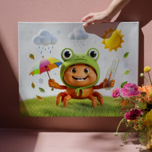 raxxa Canva: Weather Crab Measuring Climate With Rainbow Umbrella